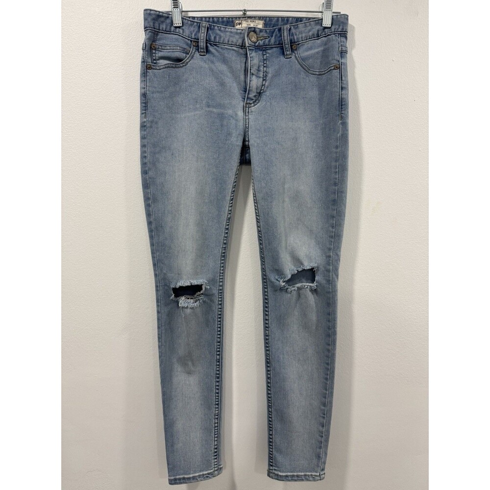 Free People Long & Lean High Waisted Jegging Jeans Size 29 Ripped
